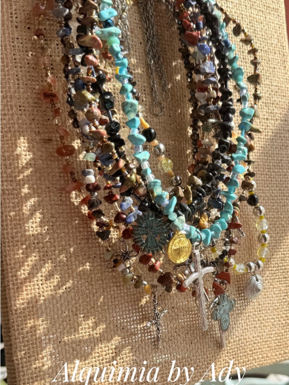 ORGANIC STRANDS +Turquoise and Multi-Color gemstones 💎 Layering Charm Necklace